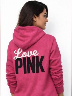 🖤🩷 Victoria’s Secret PINK V-Neck “Love Pink” Hoodie 🩷🖤